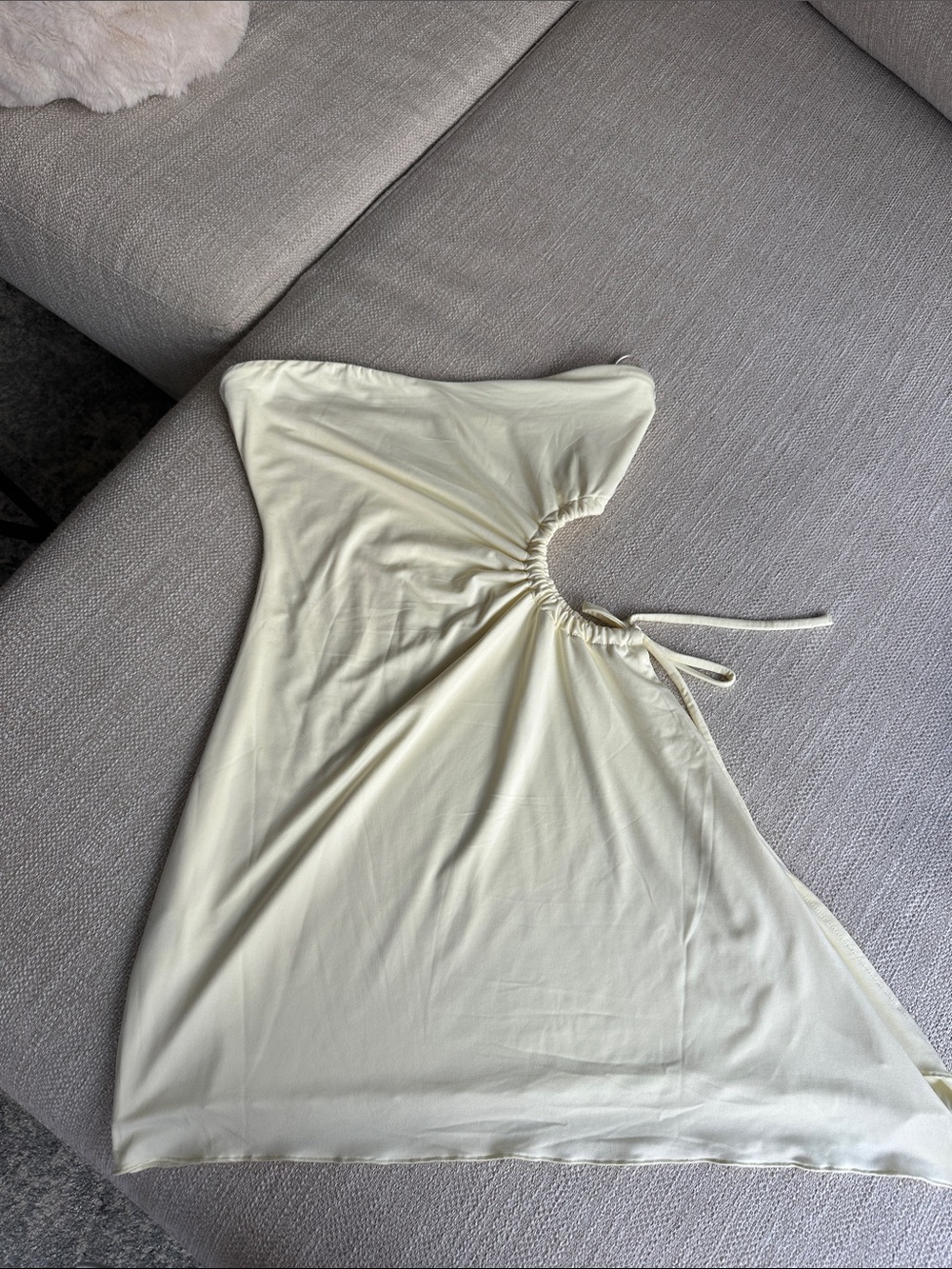 Princess Polly Tube Top Cutout Tie Dress in Pale Yellow